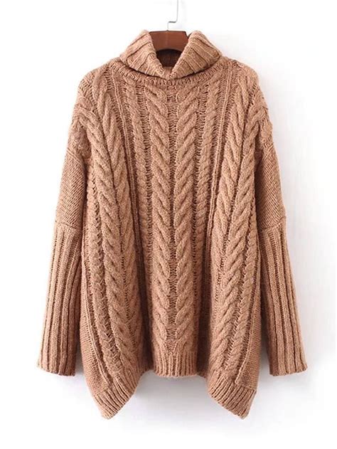 Cable Knit Turtleneck Oversized Sweaterfor Women Romwe