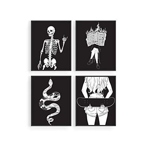 Edgy Black And White Art Prints By Haus And Hues Set Of 4 Black And White Pictures For Wall