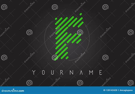 F Letter Logo Design With Neon Green Lines Stock Illustration