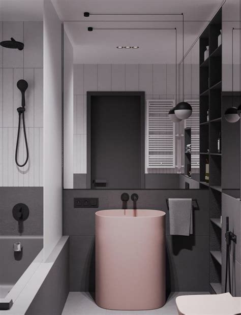 A Striking Example Of Interior Design Using Pink And Grey Bathroom
