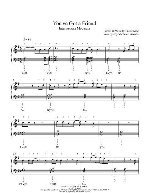 Youve Got A Friend By Carole King Piano Sheet Music Intermediate