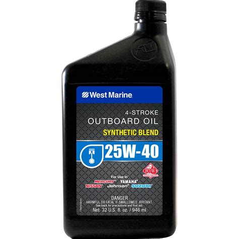 West Marine 25w 40 4 Stroke Synthetic Blend Marine Engine Oil 1 Quart