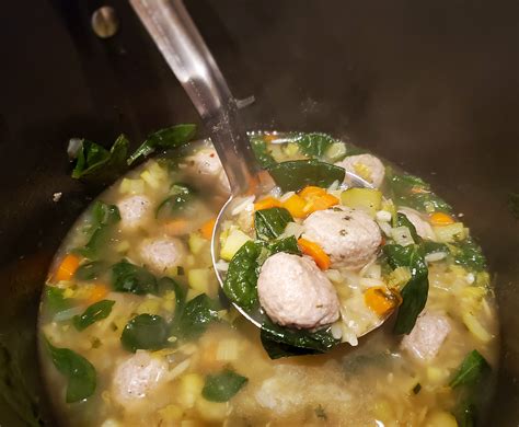 Turkey Meatball Soup With Orzo Spinach And Lemon Urcookin