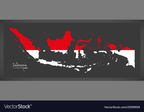 Indonesia Map With Indonesian National Flag Vector Image