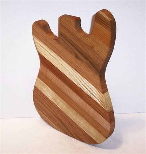 Guitar Wood Cutting Board Handcrafted From Mixed Hardwoods