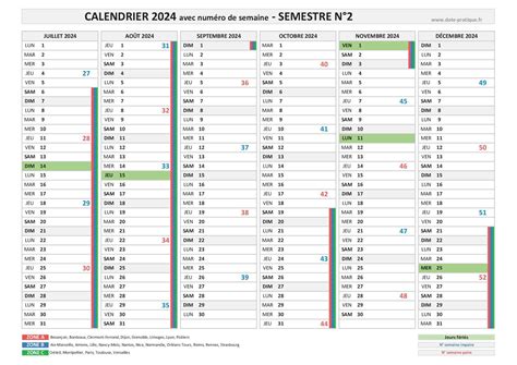 Numéro De Semaine 2024 Liste Et Dates Calendrier 2024 Avec Semaines