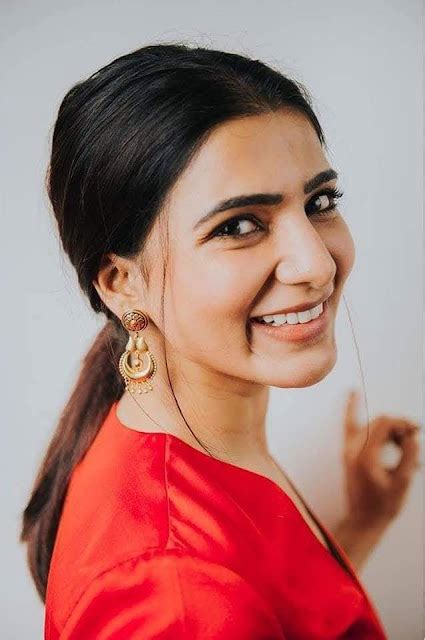 Actress Samantha Stunning Photoshoot Pics In Red Dress Navel Queens