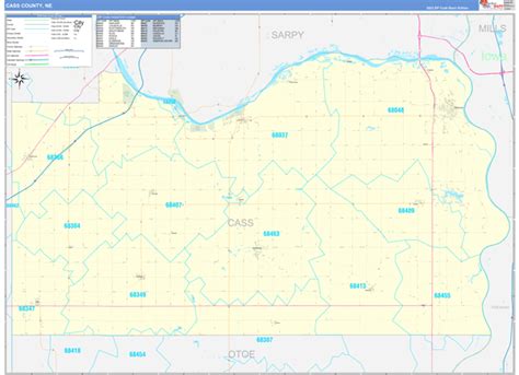 Cass County Ne Carrier Route Wall Map Basic Style By Marketmaps Mapsales