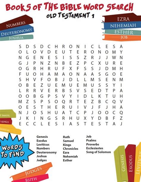 Books Of The Bible Word Search For Kids Old Testament Part 1