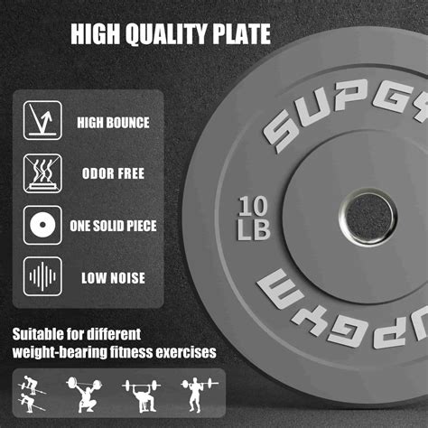 Supgym Low Bounce Bumper Plates Olympic Weight Plates 10lb 55lb Set