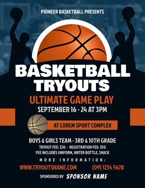 basketball tryouts flyer template