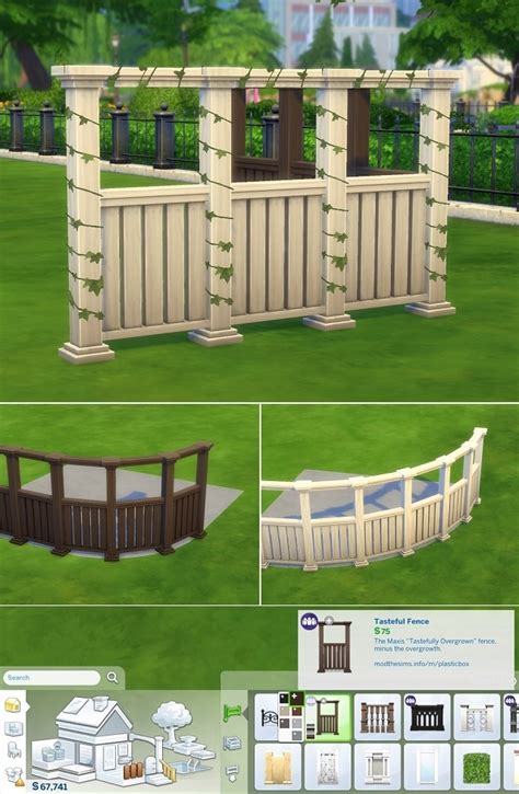 Деревянный забор Tasteful Fence By Plasticbox Изгороди для Sims 4