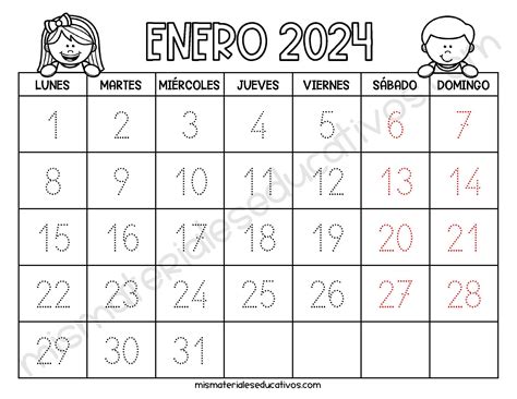 Mis Materiales Educativos Calendario Para Repasar Y Colorear 2024