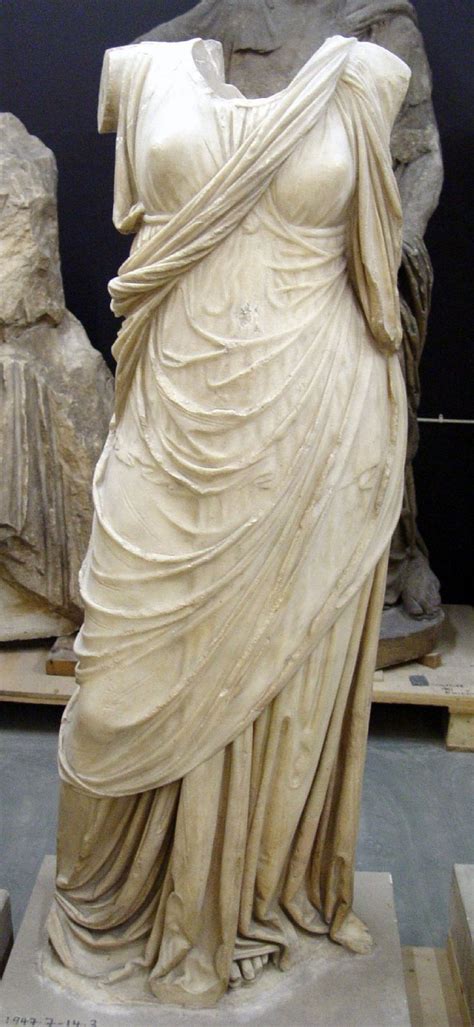 Description Marble Statue Of A Draped Woman She Wears A Flimsy Chiton