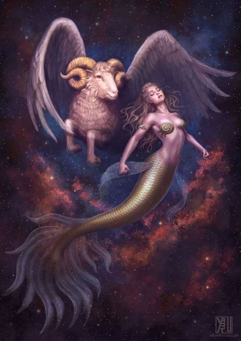 The Mermaid Zodiac Aries Yasushi Matsuoka Aries Art Zodiac Art Zodiac