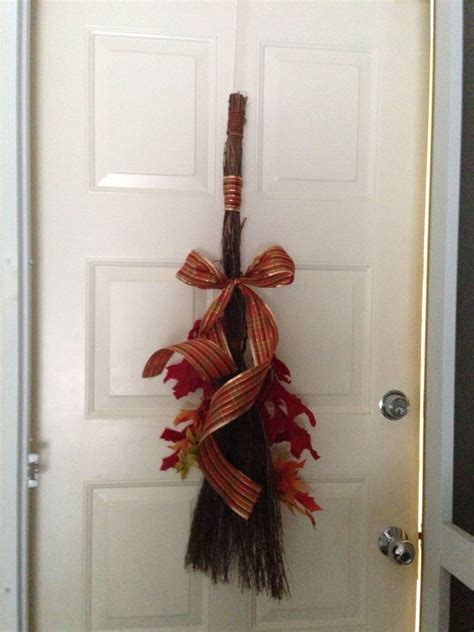 Cinnamon Broom With Fall Leaves And Ribbon Easy Fall Decoration Easy