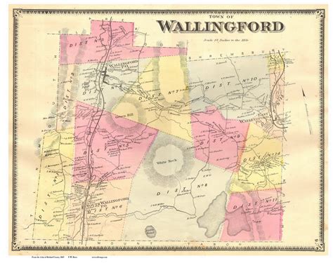 Wallingford Vermont 1869 Old Town Map Reprint Rutland