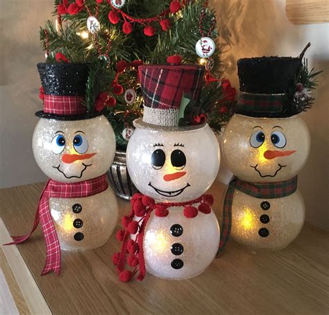 Snowman Fishbowl Lights Christmas Crafts Snowman Christmas