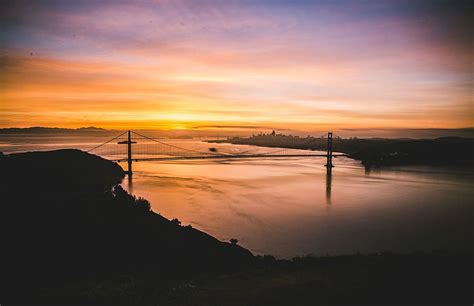 San Francisco Bridge Sf Ocean Sunrise Dawn Landscape Scenic
