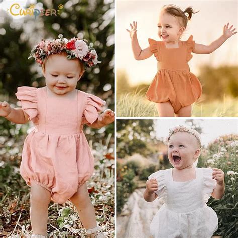 Newborn Baby Girl Ruffled Solid Color Sleeveless Backless Rompers