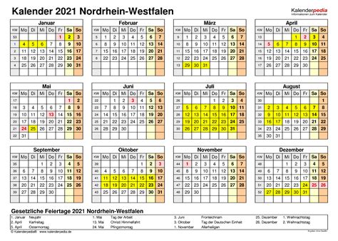 Egal, ob wochenkalender, monatskalender, jahreskalender, übersichten für ferien oder feiertage. Kalender 2021 NRW: Ferien, Feiertage, Word-Vorlagen