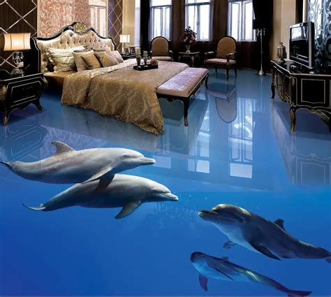 Photo Wallpaper Mural Floor Ocean Dolphin 3d Wall Murals Wallpaper