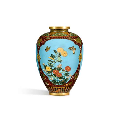 A CLOISONNE ENAMEL VASE SIGNED KYOTO NAMIKAWA (NAMIKAWA YASUYUKI, 1845