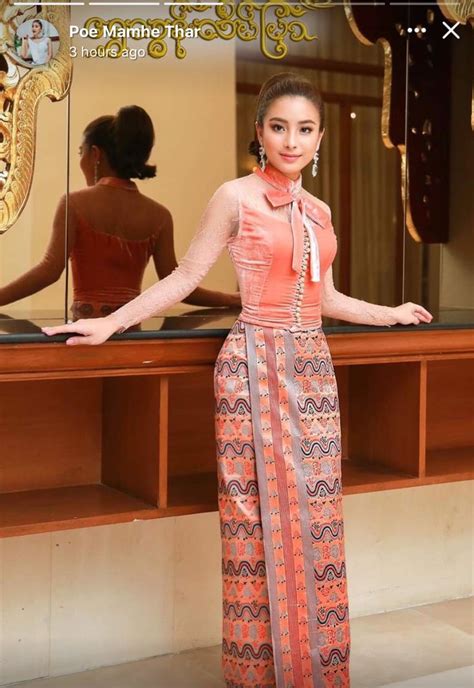 Pin By Kantkaw On Burmese Outfits Myanmar Dress Design Traditional