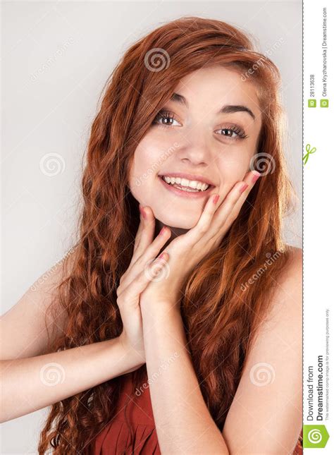 Smiling Beautiful Red Haired Girl Royalty Free Stock