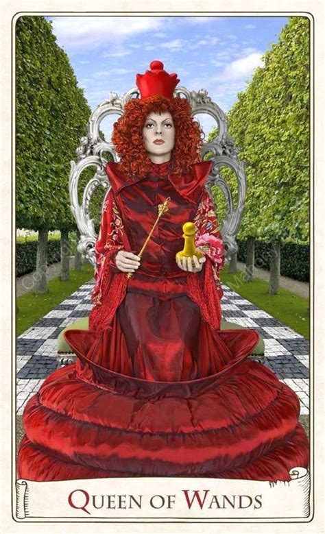 Alice's curiosity and yearn for something new leads her to a mysterious realm known as wonderland. Alice In Wonderland Tarot card Queen of Wands | Alice in wonderland costume, Alice, Tarot cards art