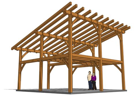 24×24 Shed Roof Plan With Loft Timber Frame Hq