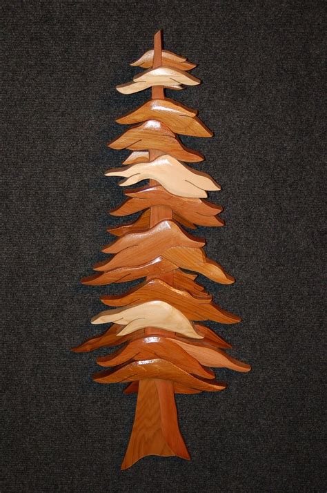 Pine Tree Intarsia Art Carving By Gielishwoodsculpture On Etsy