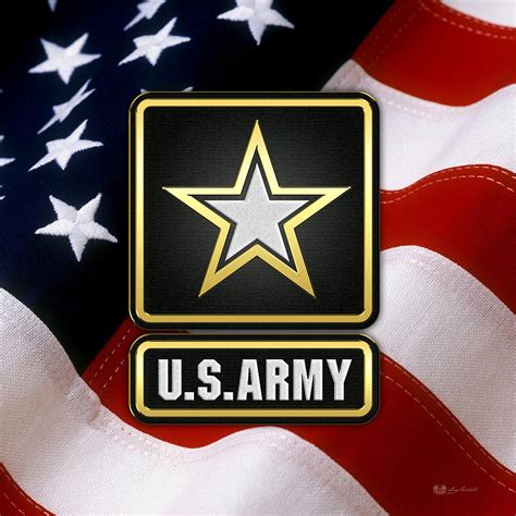 U S Army Logo Over American Flag Digital Art By Serge