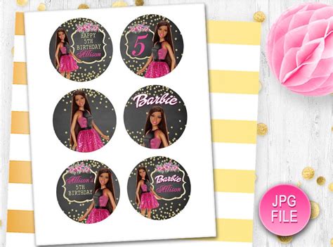 Barbie Cupcake Toppers African American Barbie Pizarra Toppers Etsy