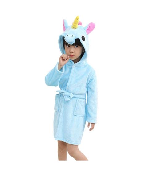Unicorn Girls Bathrobe - Soft Plush Robes for Girls - Warm Hooded Girls