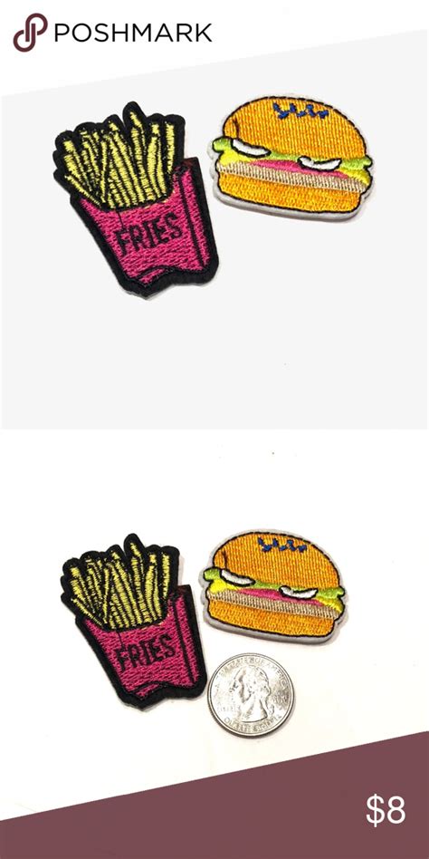 food patch hamburger fries iron on junk badge diy badges diy badge embellishment diy