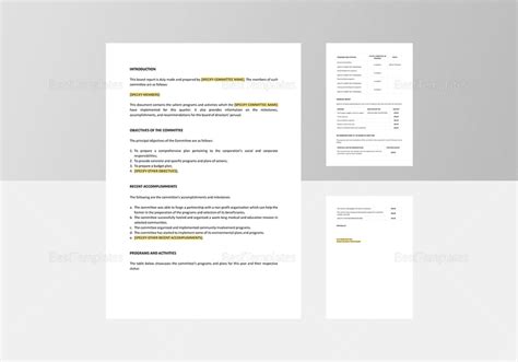 Board Report Template In Word Apple Pages