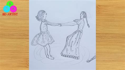 How To Draw Two Sister Friendship Day Special Pencil Sketch