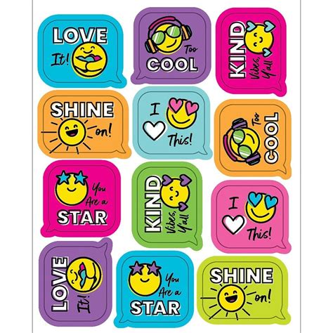 Carson Dellosa Carson Dellosa Education Kind Vibes Smiley Faces Shape Stickers 72pack 12