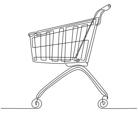 Continuous Line Drawing Of Trolley For Shopping Illustration