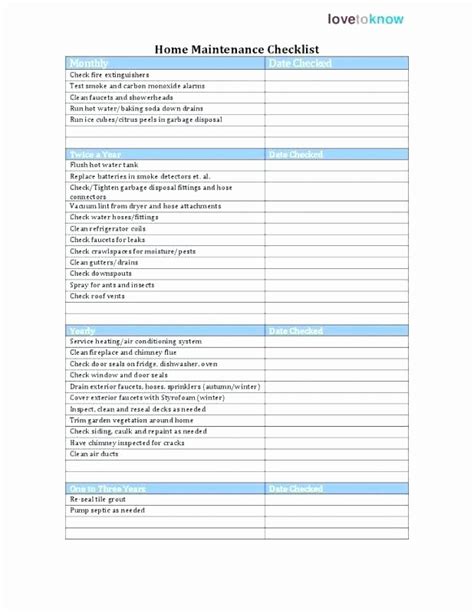 Sample Example And Format Templates Building Maintenance Schedule