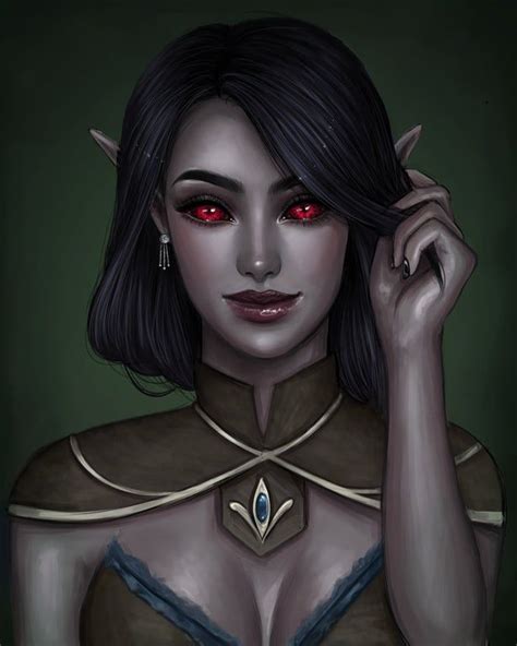 Diramu Eso Dunmer Commission By Ryan Clements Elves Fantasy Character Portraits Female Elf