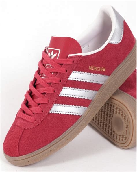 Adidas Munchen Trainers Scarlet Redsilvergum 80s Casual Classics