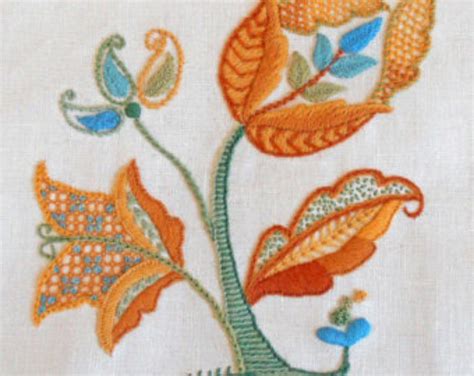 Kit De Bordado Crewel Oro Otoño Bordado Jacobean Crewel Embroidery