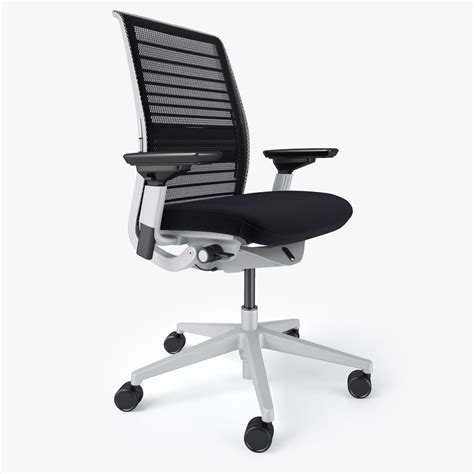 Steelcase think chair complete features are black base, upholstered seat and matching 3d knit mesh back, adjustable height pivot depth arms, hard casters, fabric and mesh back. Steelcase Think Office Chair 3D Model MAX OBJ FBX MTL ...