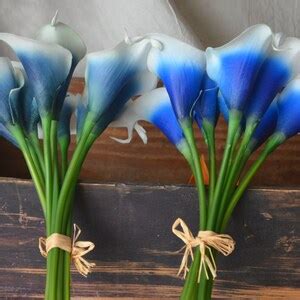 Picasso Royal Navy Blue Calla Lilies Real Touch Flowers Diy Silk Bridal