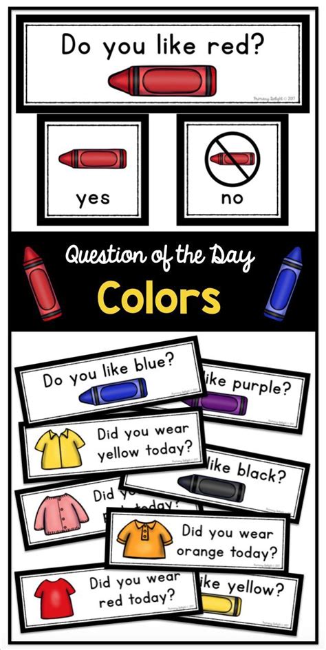 Questions Of The Day To Practice Colors Perfect For Attendance Or