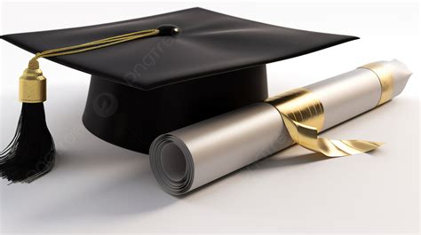 The Black And White Cap Of A Graduation Diploma With The Gold Tassel