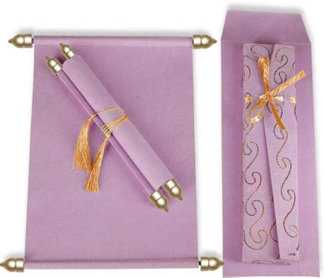 These wedding invitations allow you to offer your humble request for your guests. SC-083 - Parchment Scroll - Purple gold | South Indian Cards | Order Now | Indian invitations ...