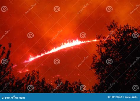 Wildfire Night Graphic Stock Photo Image Of Form Hillside 184128762